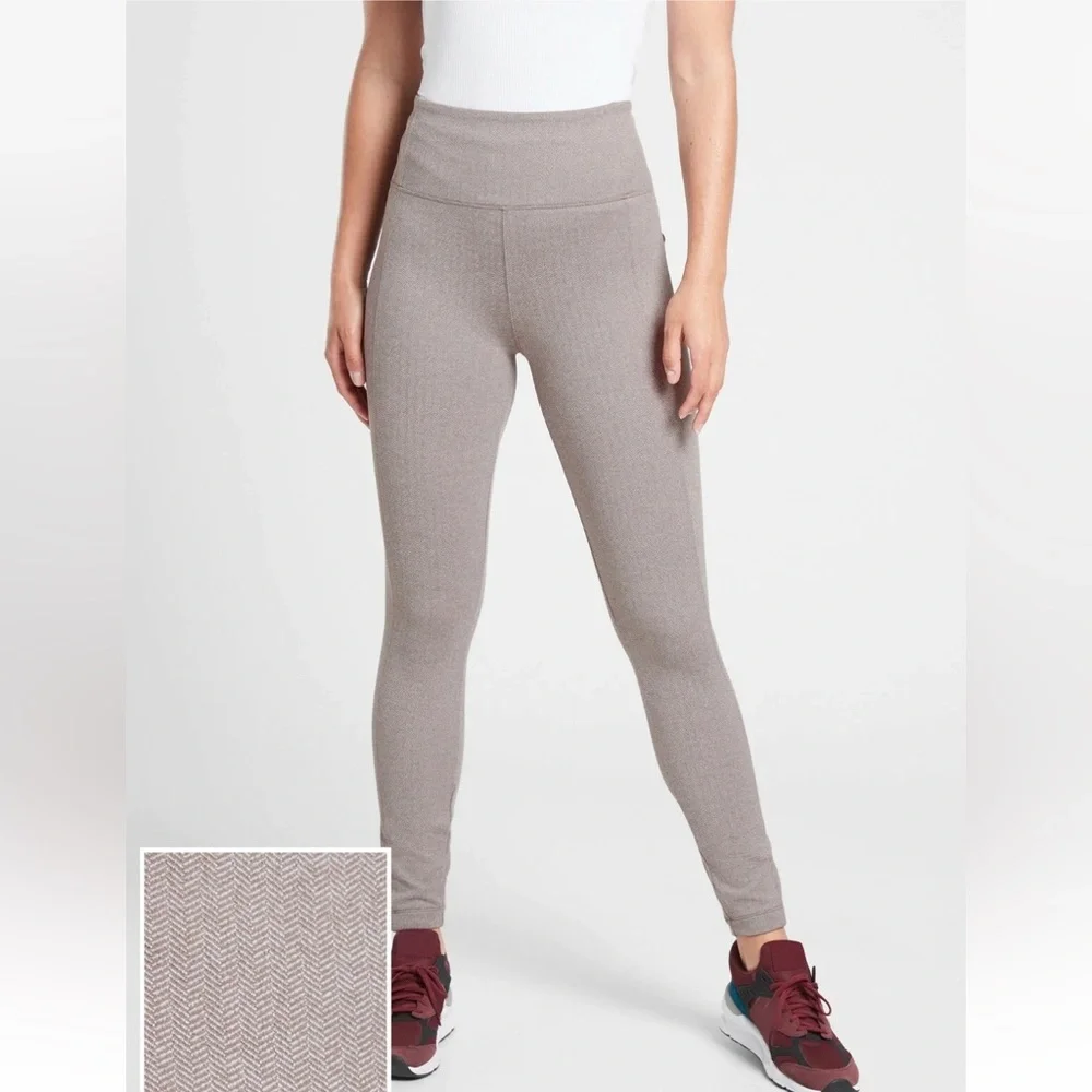 Athleta Delancey Herringbone Tights Light Asphalt Size Small